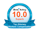 Avvo 10.0 Superb rating top attorney workers compensation badge